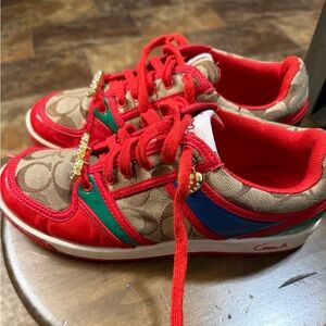 Vintage women’s multicolor  Red, blue green  and Tan Sneakers